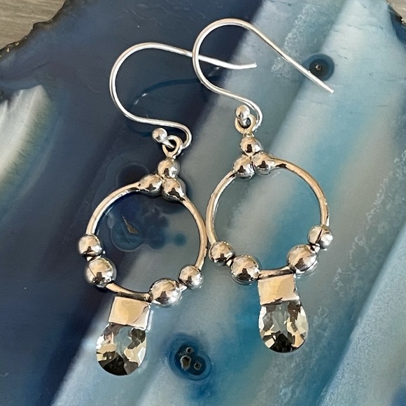 🌟 Blue Topaz Sterling Silver Earrings - Picture 3 of 8